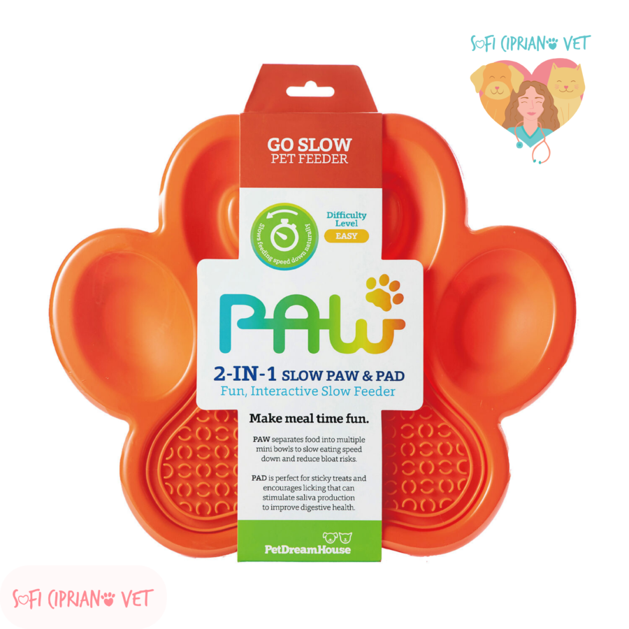 Paw 2 en 1 Slow Feeder + Lick Pad Naranja - Imagen 4