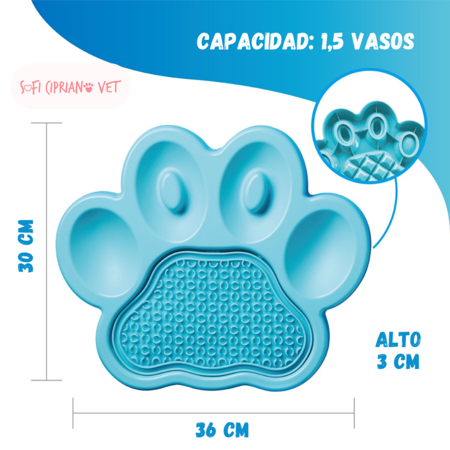 Paw 2 en 1 Slow Feeder + Lick Pad Celeste - Imagen 3