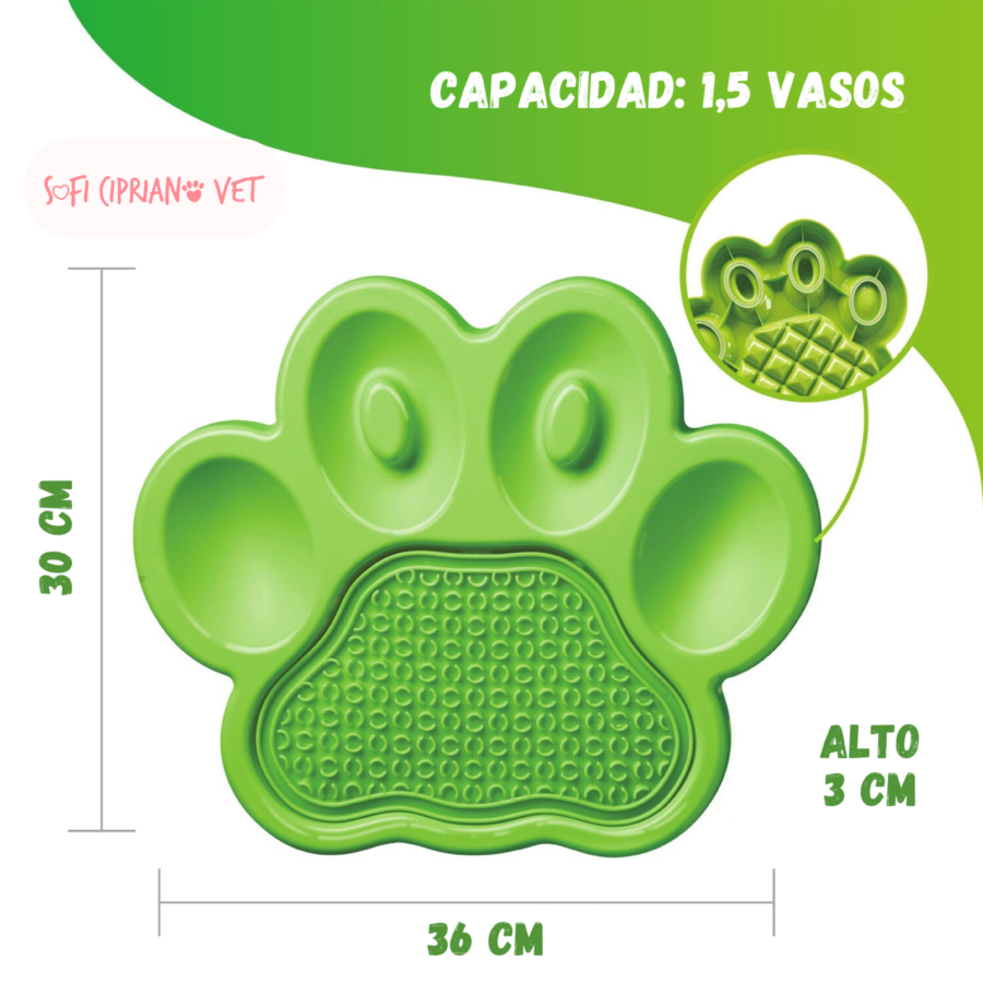 Paw 2 en 1 Slow Feeder + Lick Pad Verde - Imagen 3