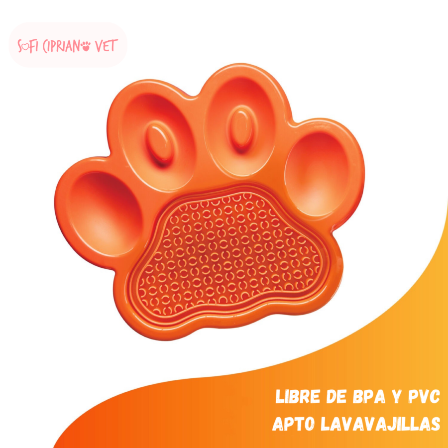 Paw 2 en 1 Slow Feeder + Lick Pad Naranja - Imagen 5